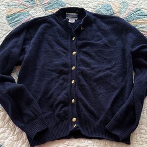 Pendleton navy Blue Cardigan with Gold Buttons 100% virgin wool